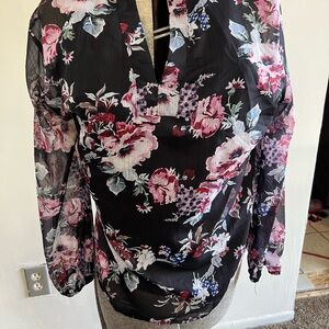 Floral Black Blouse